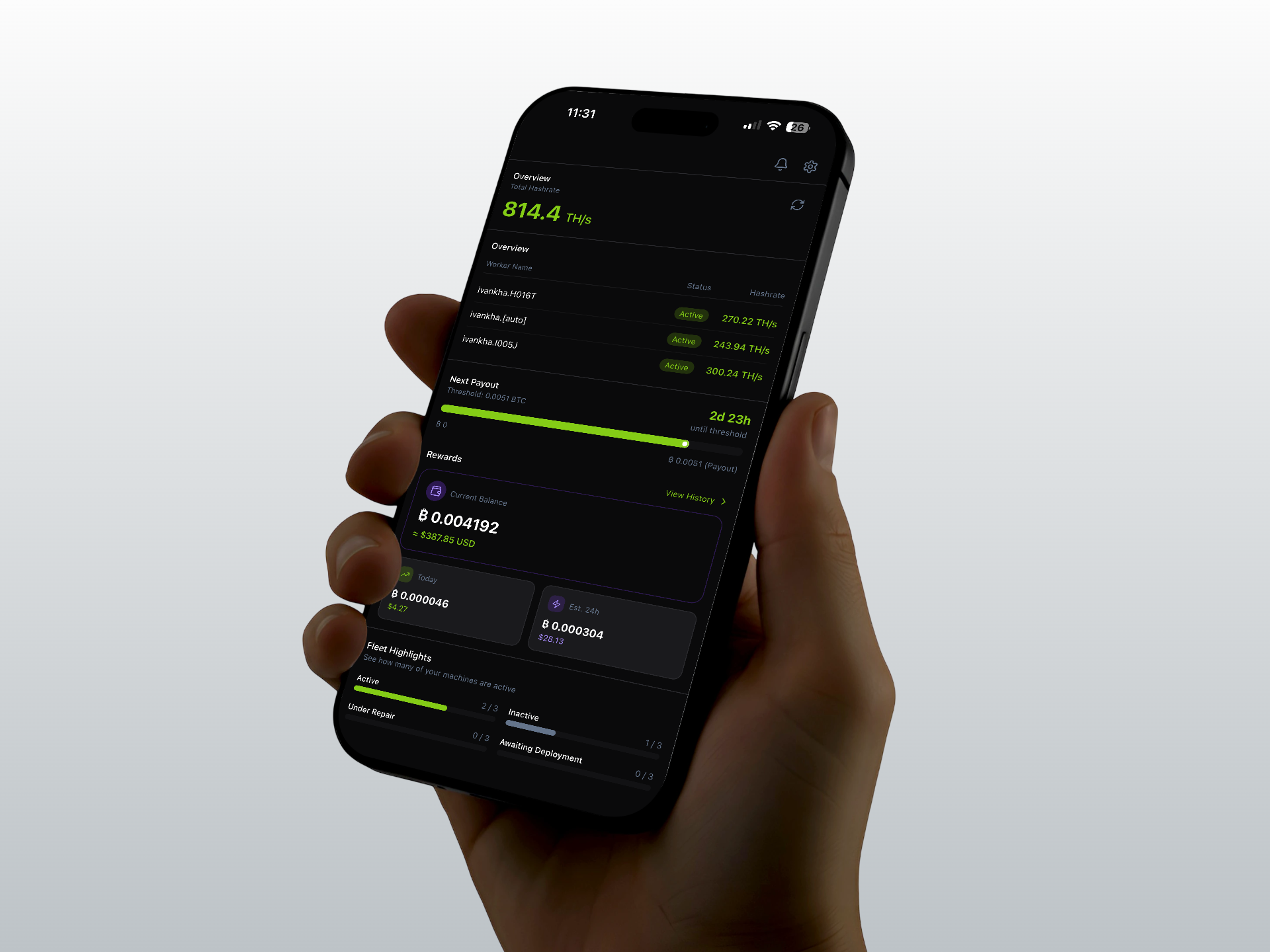 Green Micro Hash mobile app